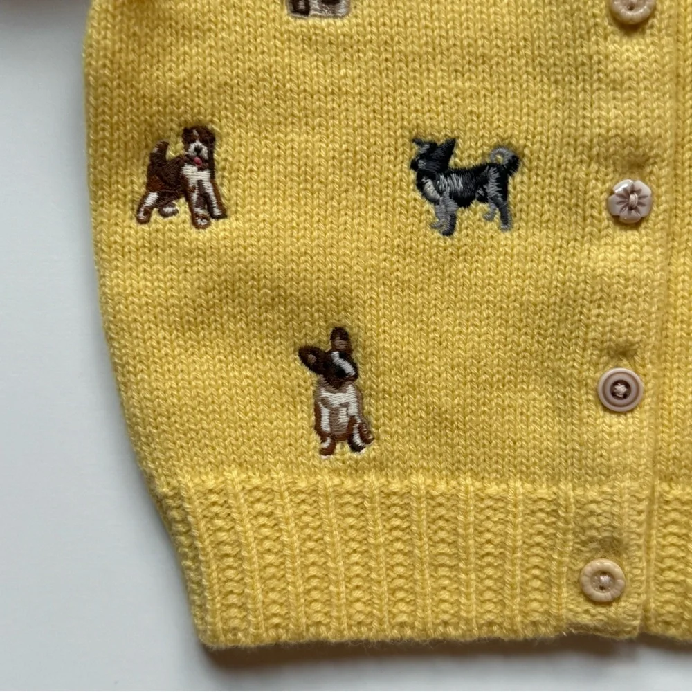 Ralph Lauren Baby Girl Dog Embroidered Wool-Blend Cardigan - Size 9M